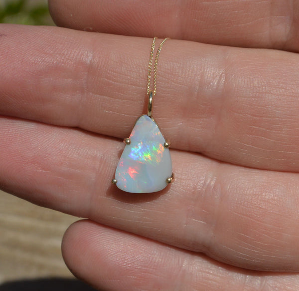 9ct Gold Australian Opal Pendant, Fierce Reds