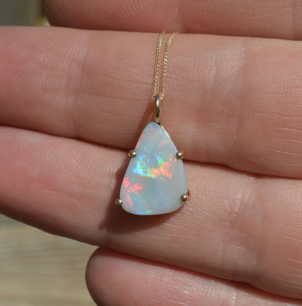 9ct Gold Australian Opal Pendant, Fierce Reds