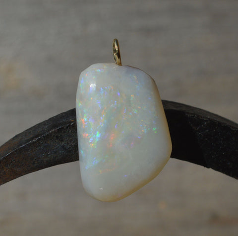 Large Gold Opal Pendant, 18ct Gold Genuine Australian Opal Pendant Necklace, Natural Raw Necklace, October Opal Gifts, Unisex Pendant