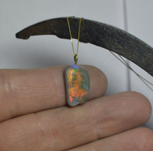 18ct Gold Black Opal Pendant, Gold Australian Black Opal Necklace